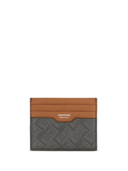 Ferragamo Monogram leather Cardholder - Grey Patterned Dark