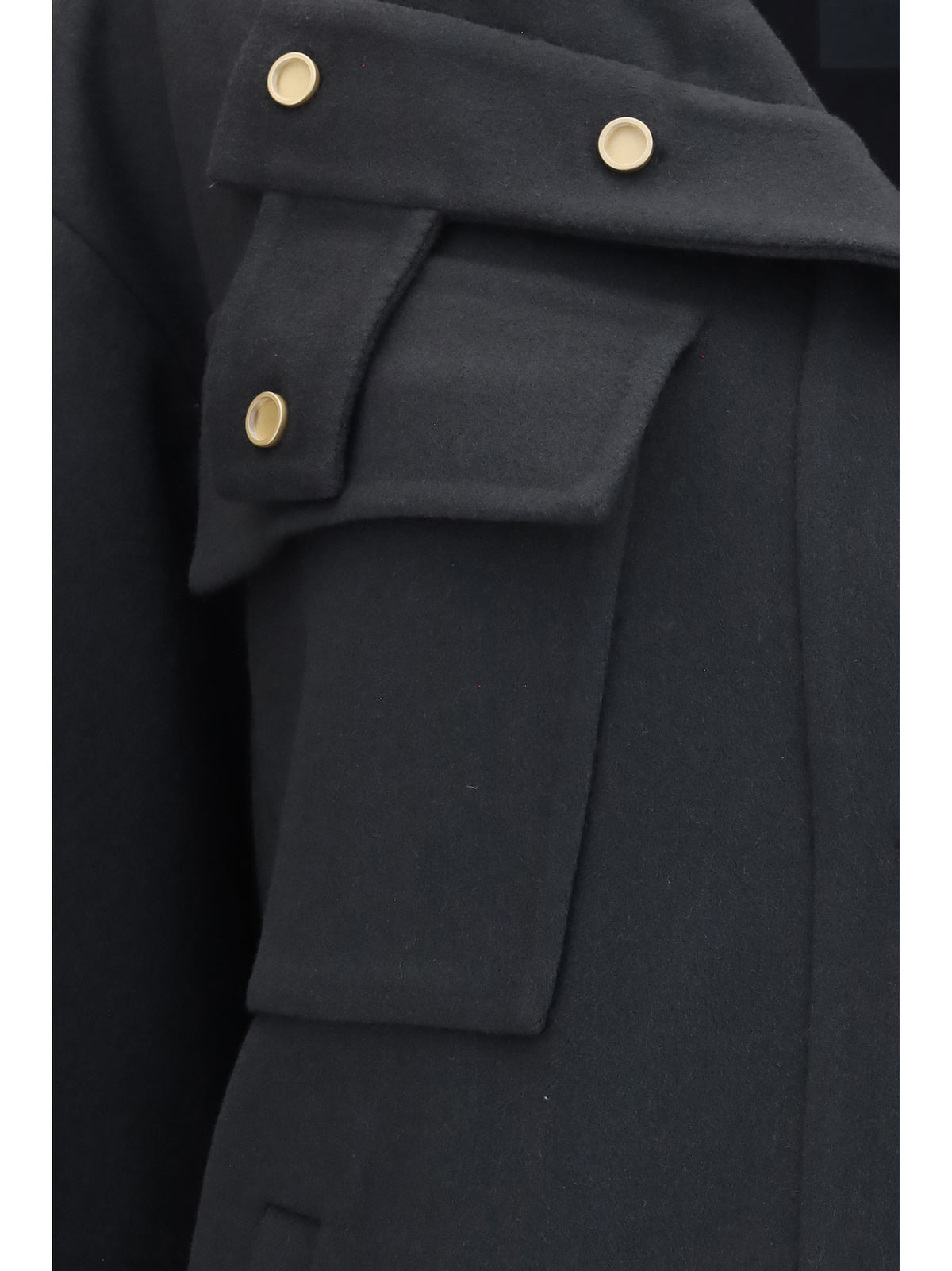 Giorgio Armani Coat Caban in double cashmere blouson with high collar - Swamp