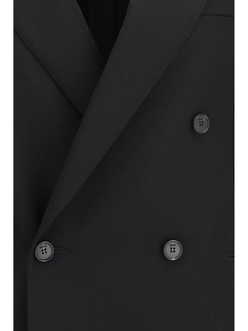 Fendi Double-breasted wool twill Blazer - Black
