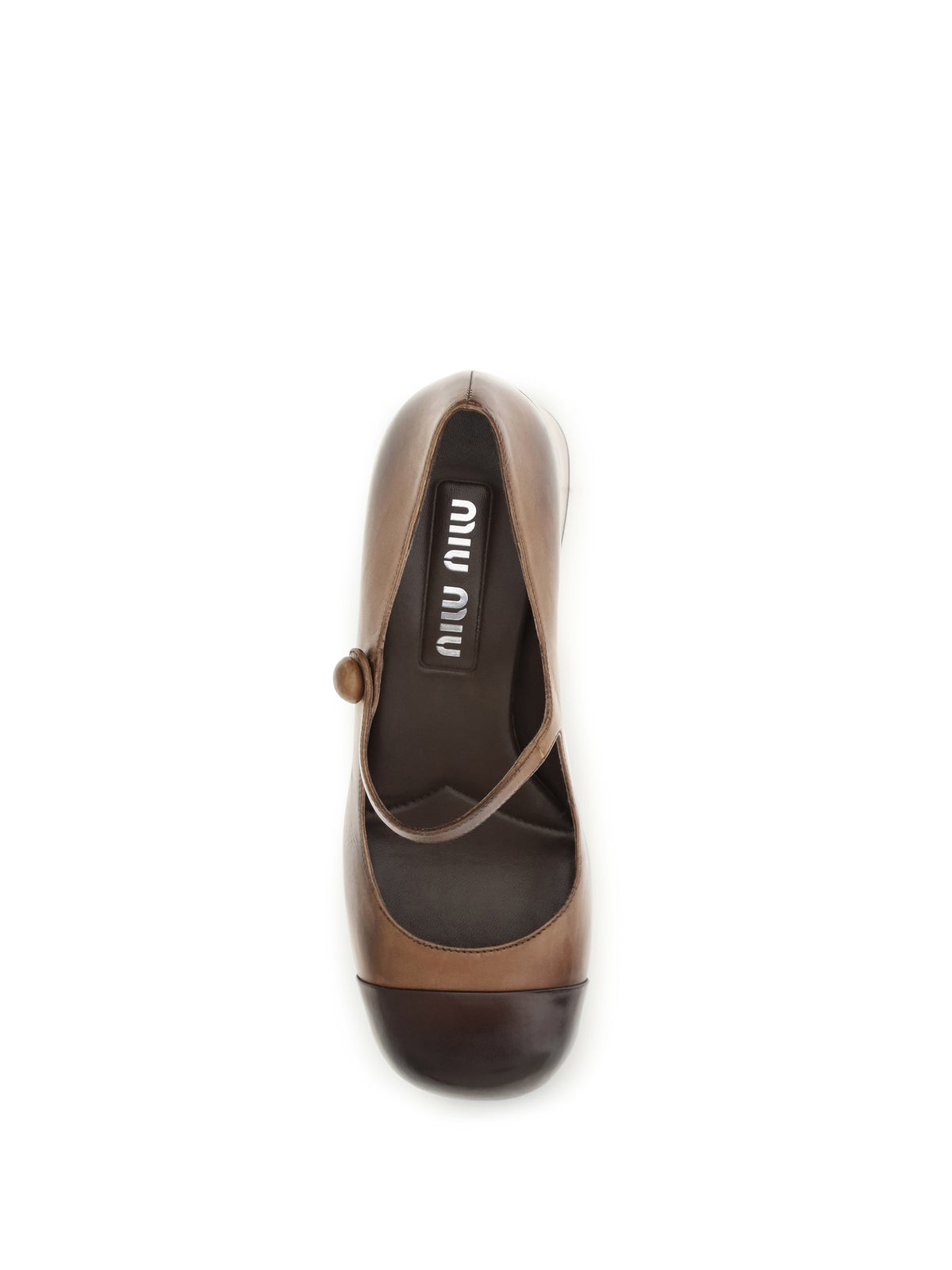 Miu Miu Leather Mary Jane Ballerinas - Cognac+Moro