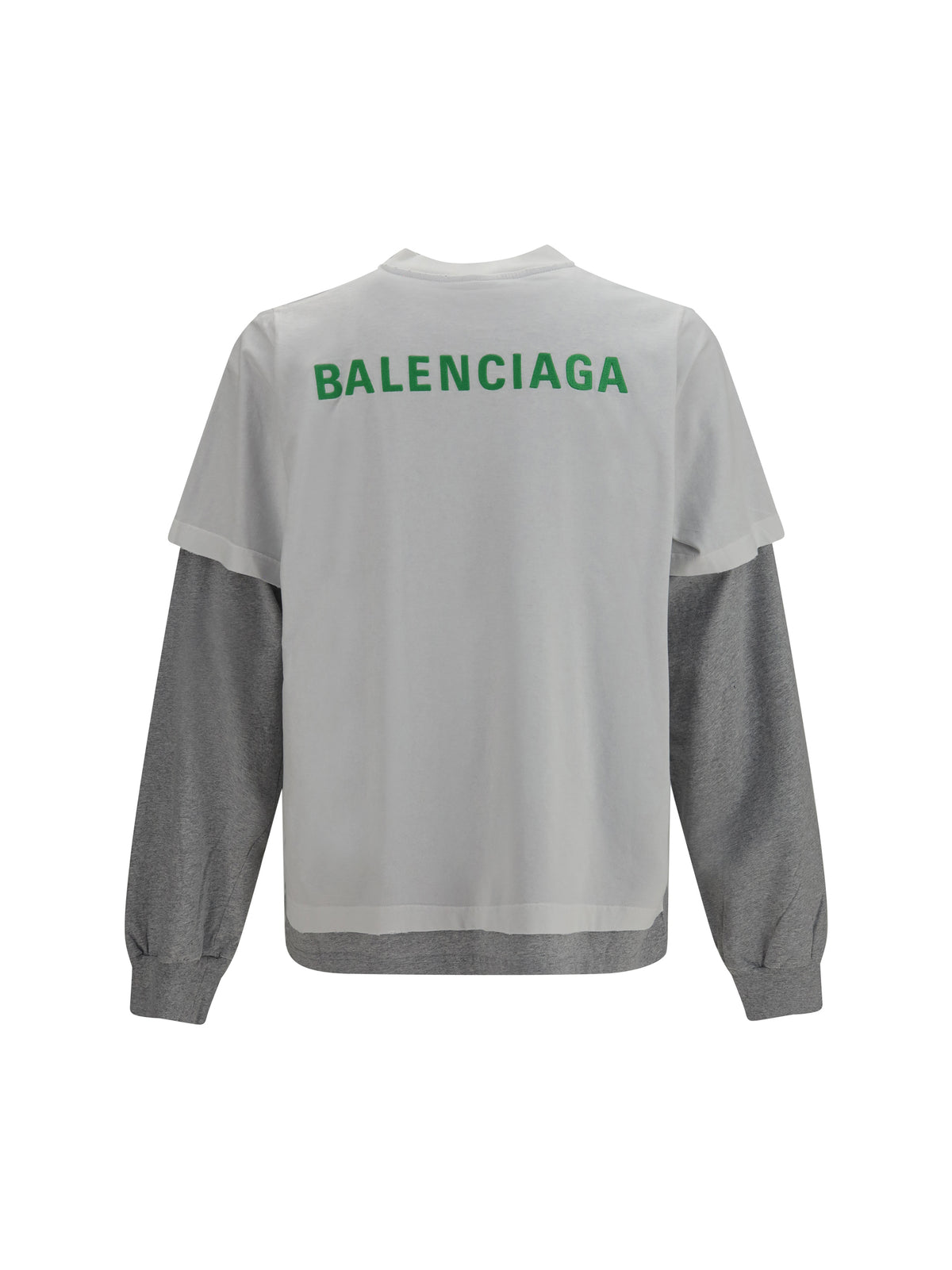 Balenciaga Double-sleeve cotton T-shirt - White/Apple Green