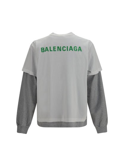 Balenciaga Double-sleeve cotton T-shirt - White/Apple Green