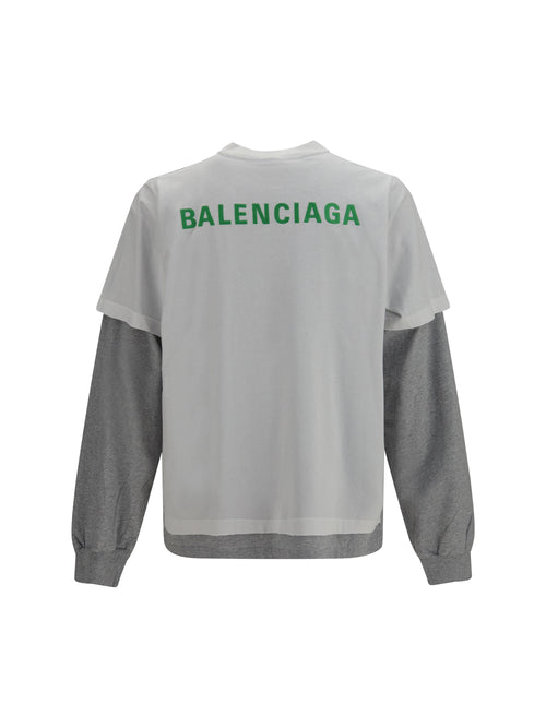 Balenciaga Double-sleeve cotton T-shirt - White/Apple Green