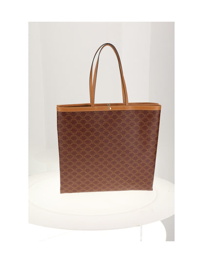 Celine LARGE FLAT SHOPPER - Burgundy/Tan