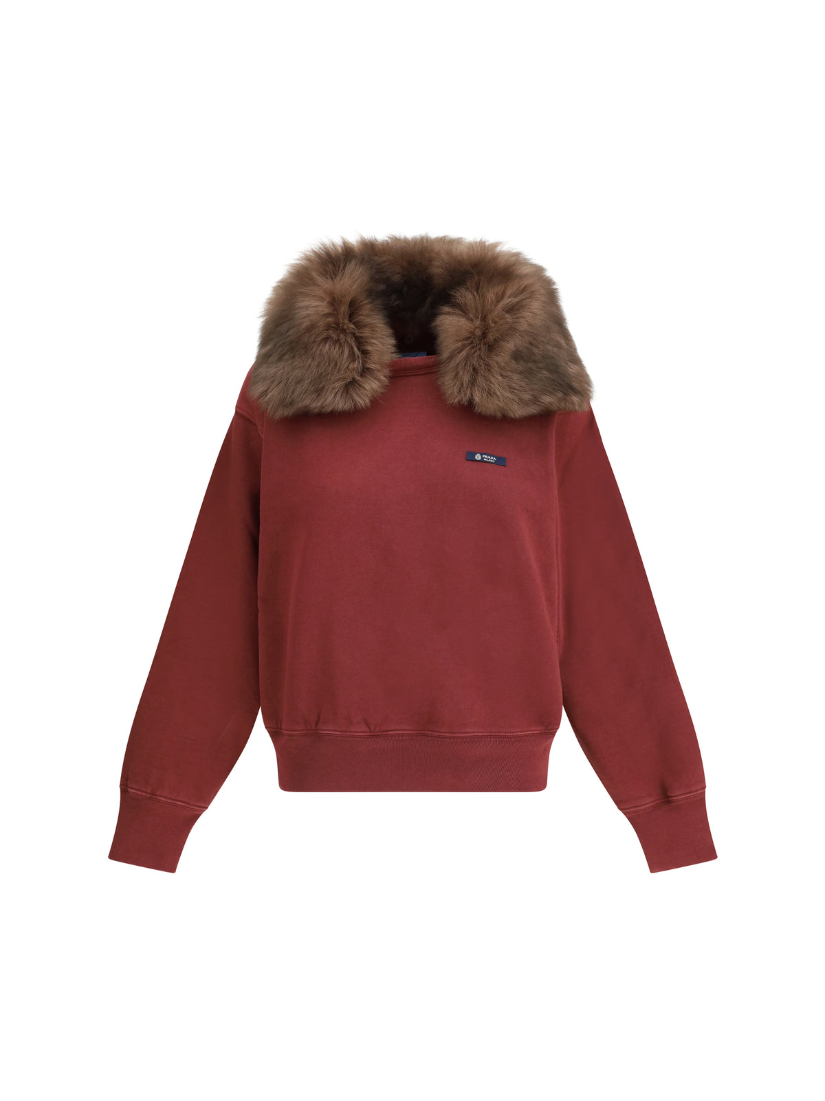 Prada Sweatshirt with a shearling collar - Burgundy