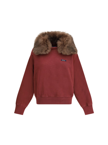 Prada Sweatshirt with a shearling collar - Burgundy