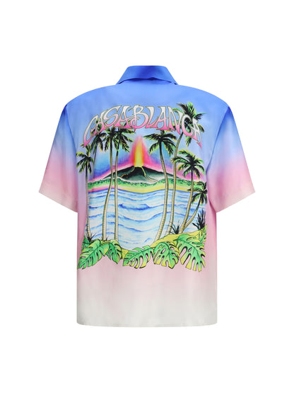 CASABLANCA Volcano short-sleeved silk Shirt