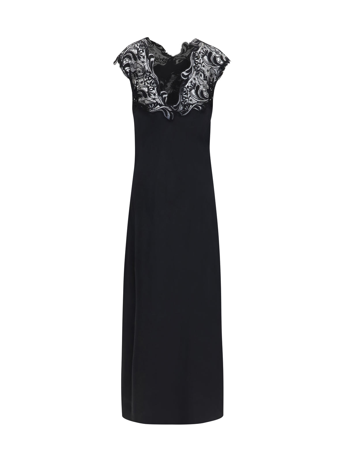 Ferragamo Silk Dress with lace - Black