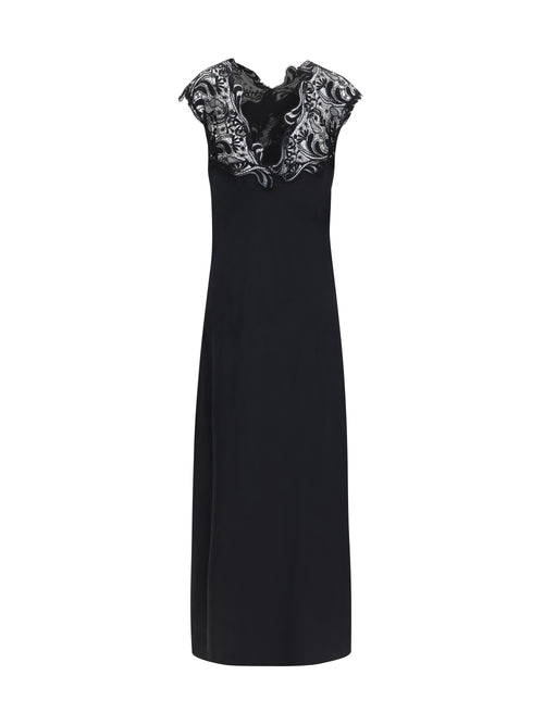 Ferragamo Silk Dress with lace - Black