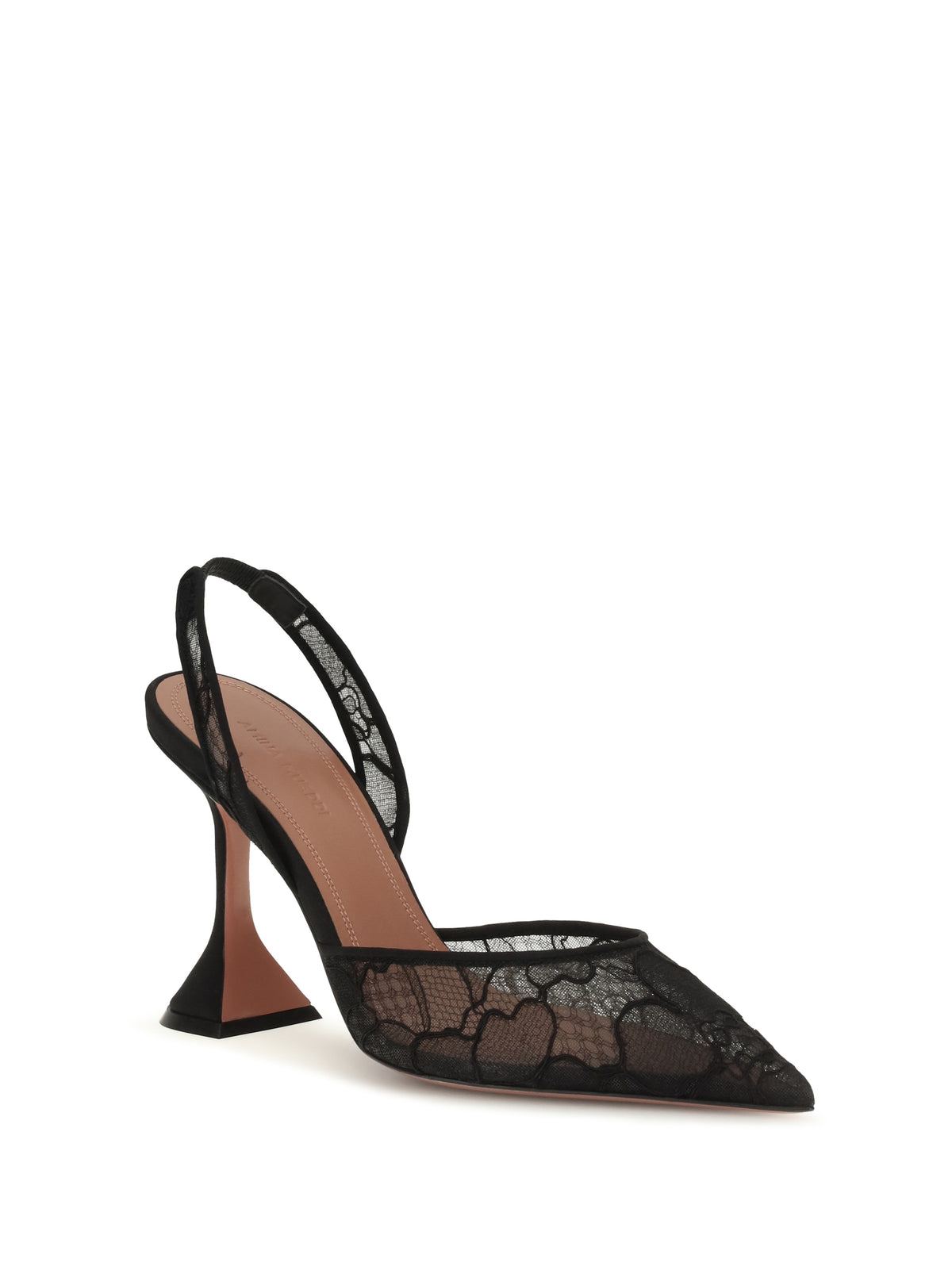 Amina Muaddi Holli lace Slingback Sandals - Black Lace + Black Satin