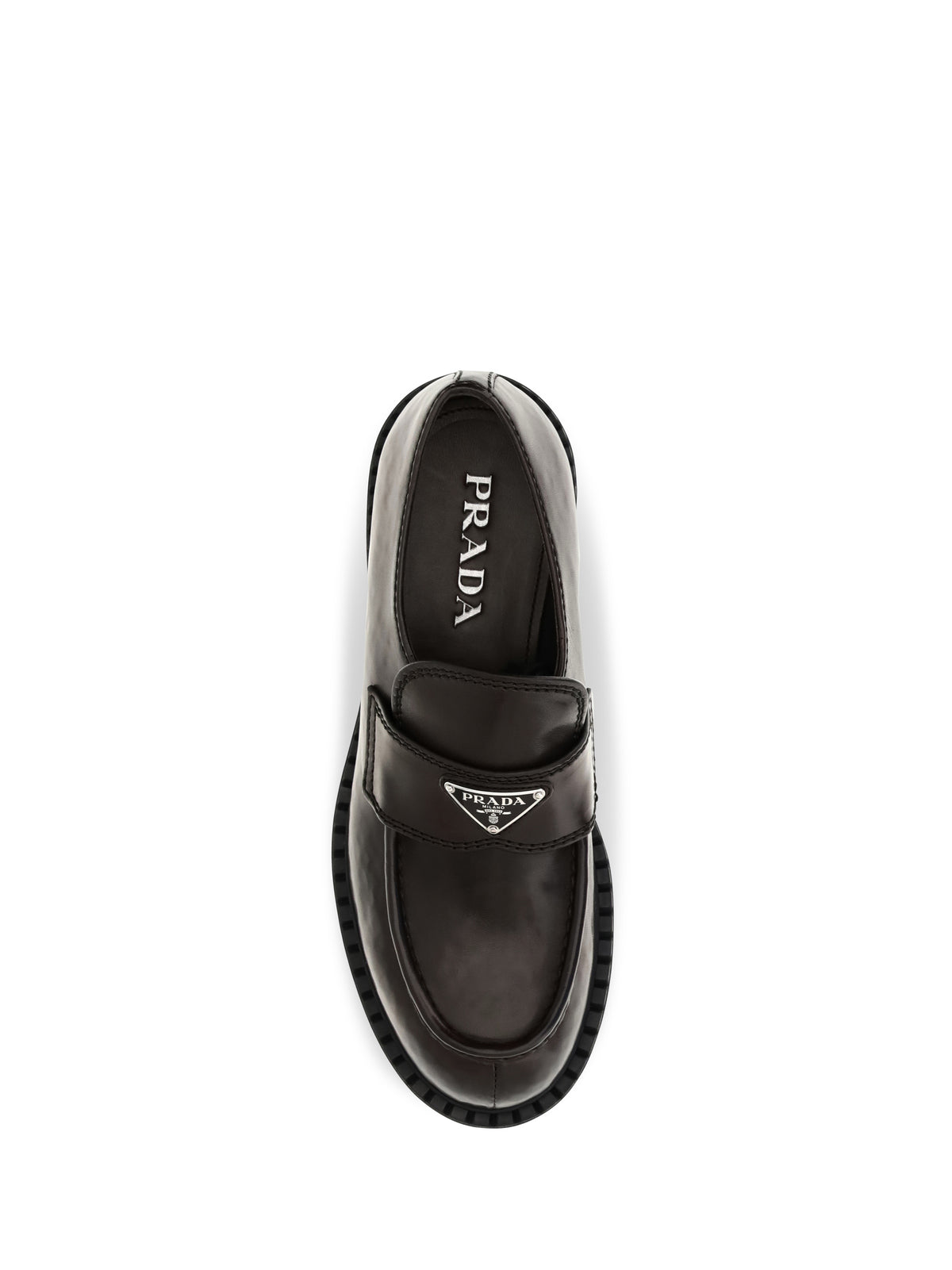 Prada Brushed leather Loafers with triangle logo - Teak