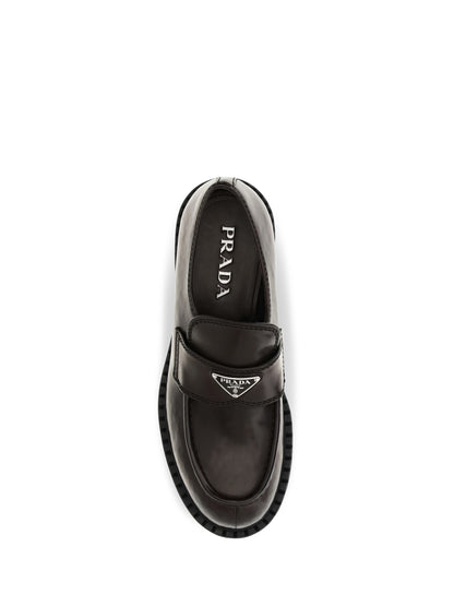 Prada Brushed leather Loafers with triangle logo - Teak