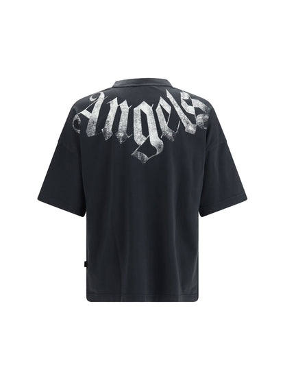 Palm Angels Big Neck Logo T-shirt - Black-Off White