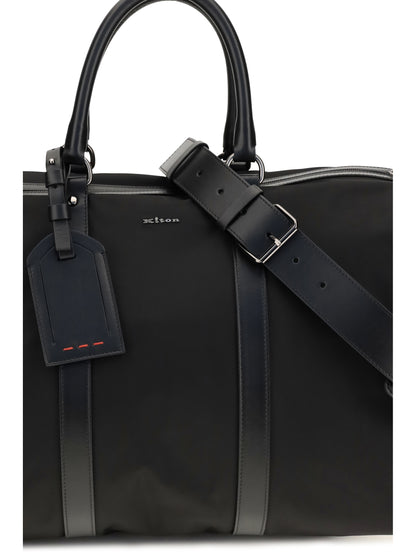 Kiton Leather-trim Travel Duffle Bag - Black