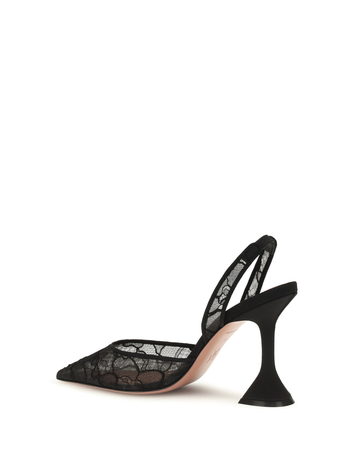 Amina Muaddi Holli lace Slingback Sandals - Black Lace + Black Satin