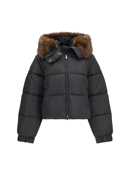 Pinko Godetia padded Down Jacket with faux fur - Brown Oltre Buio