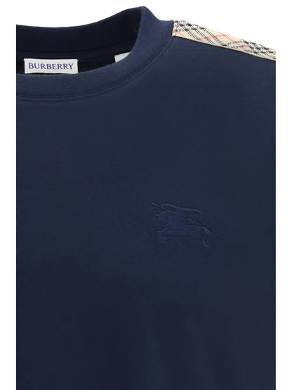 BURBERRY Short-sleeved T-shirt with a single Burberry Check stripe on both shoulders