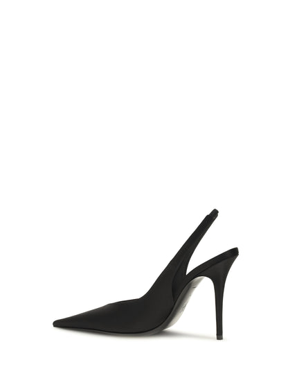 Amina Muaddi Anok satin Slingback Pumps - Black Satin