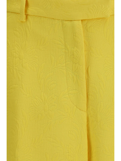 Dries Van Noten Wide-leg Pants with all-over jacquard pattern - Yellow