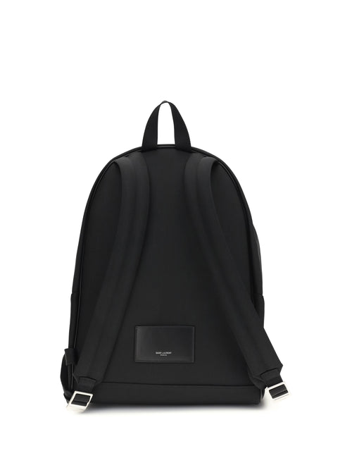 Saint Laurent City Backpack in leather and nylon - Black/Black/Black/Black