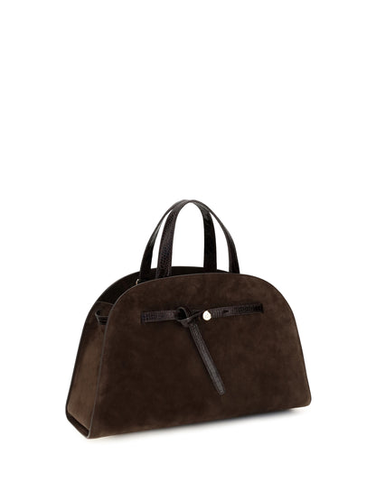 Tory Burch Romy suede Top Handle Bag - Dark Cocoa