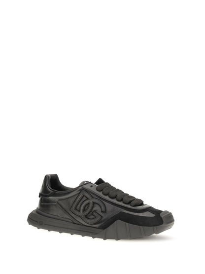 Dolce & Gabbana Athletic fabric and leather Sneakers - Black/Black
