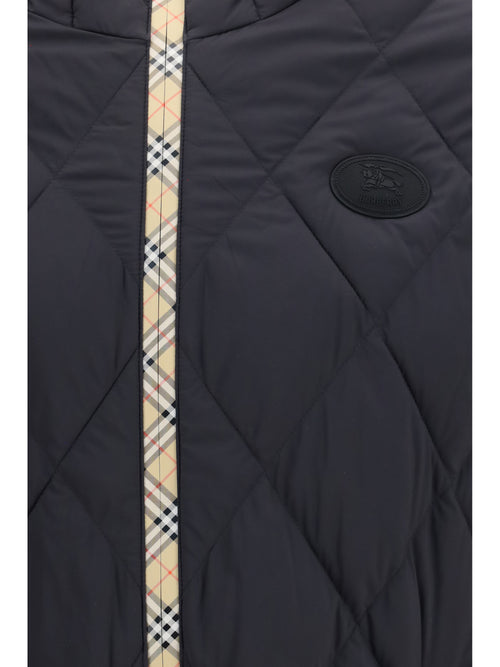 Burberry Doversgreen nylon Down Jacket with Check stitching - Black