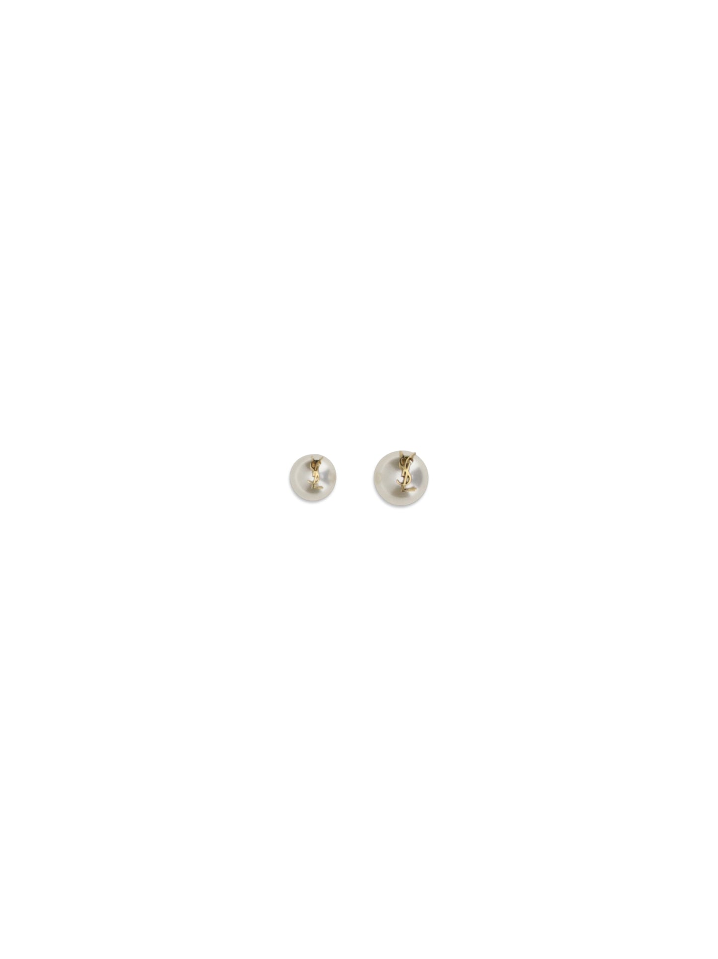 SAINT LAURENT The Cassandre asymmetrical Earrings with large and small pearls and YSL monogram