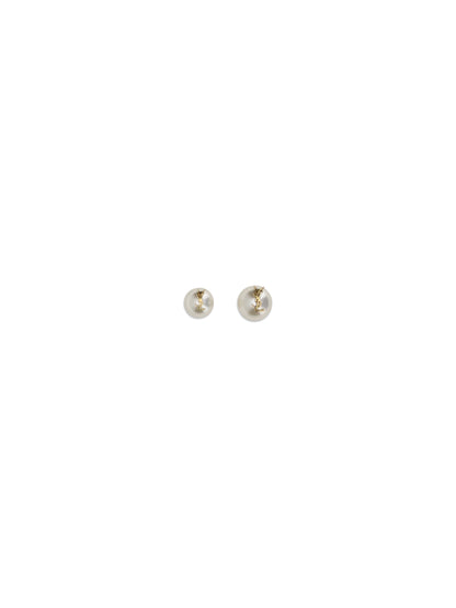 SAINT LAURENT The Cassandre asymmetrical Earrings with large and small pearls and YSL monogram