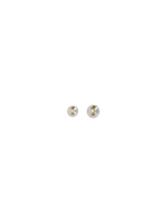 SAINT LAURENT The Cassandre asymmetrical Earrings with large and small pearls and YSL monogram