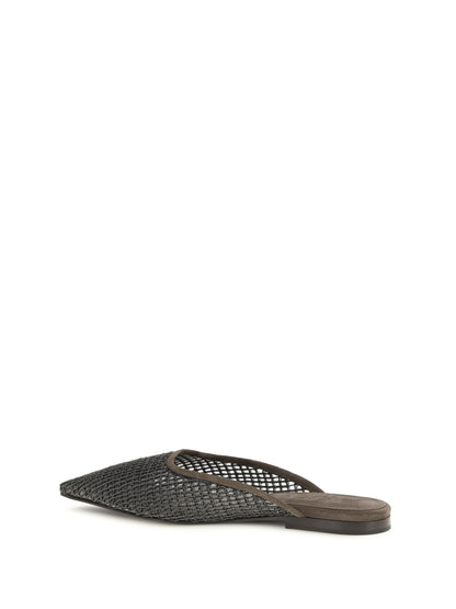 BRUNELLO CUCINELLI Suede Ballerinas with embellished net embroidery