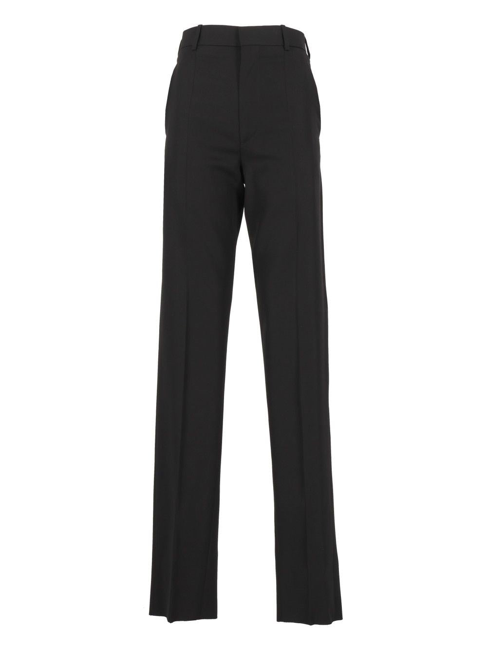 Bottega Veneta Grain De Poudre Wool Trousers - Black
