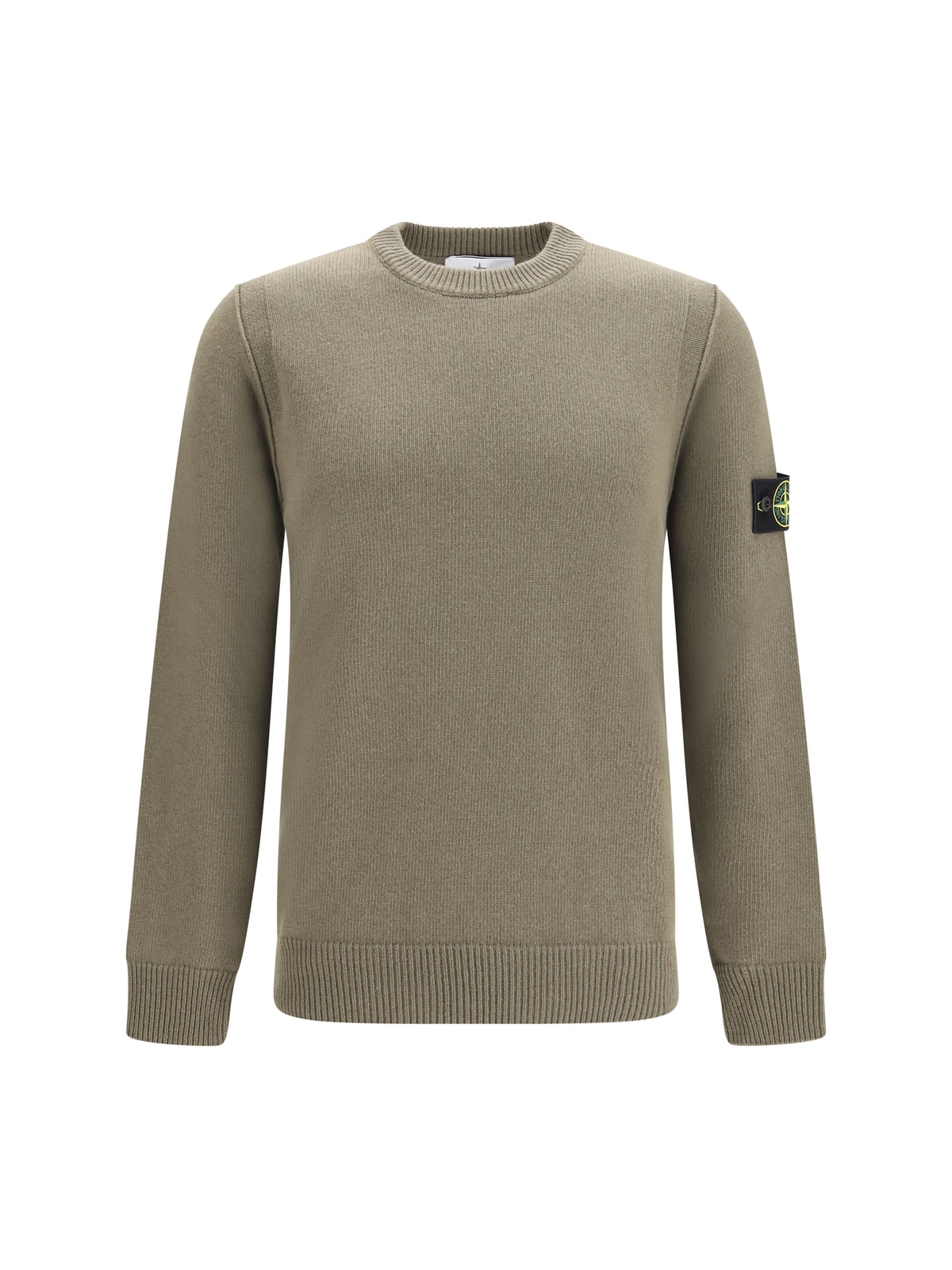 Stone Island Sweater crewneck with logo patch on the sleeve - Military Green