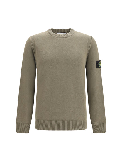 Stone Island Sweater crewneck with logo patch on the sleeve - Military Green