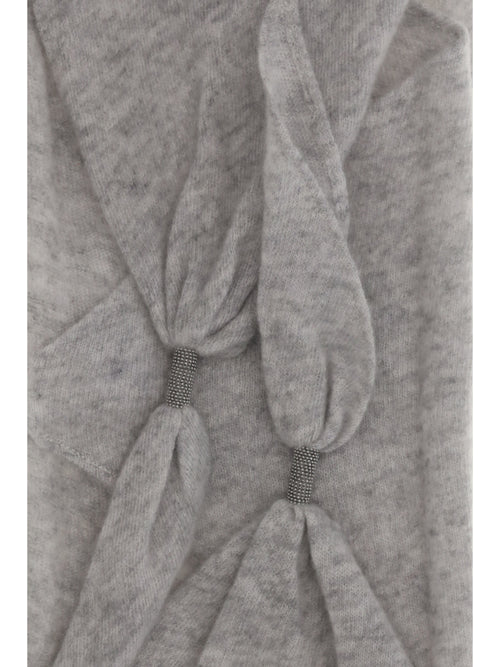 Brunello Cucinelli Cashmere Scarf with monile details - Grey Chiaro+Rutenio
