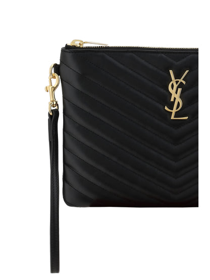 Saint Laurent Matelassé Clutch Bag - Black