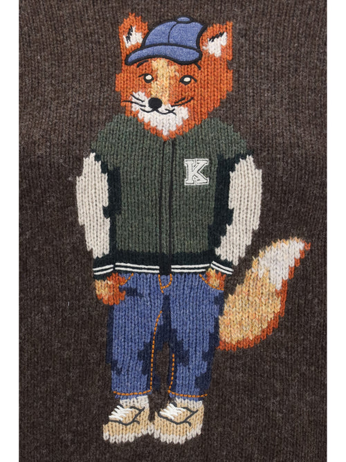 Maison Kitsuné Dressed Fox wool-blend Sweater - Dark Wood