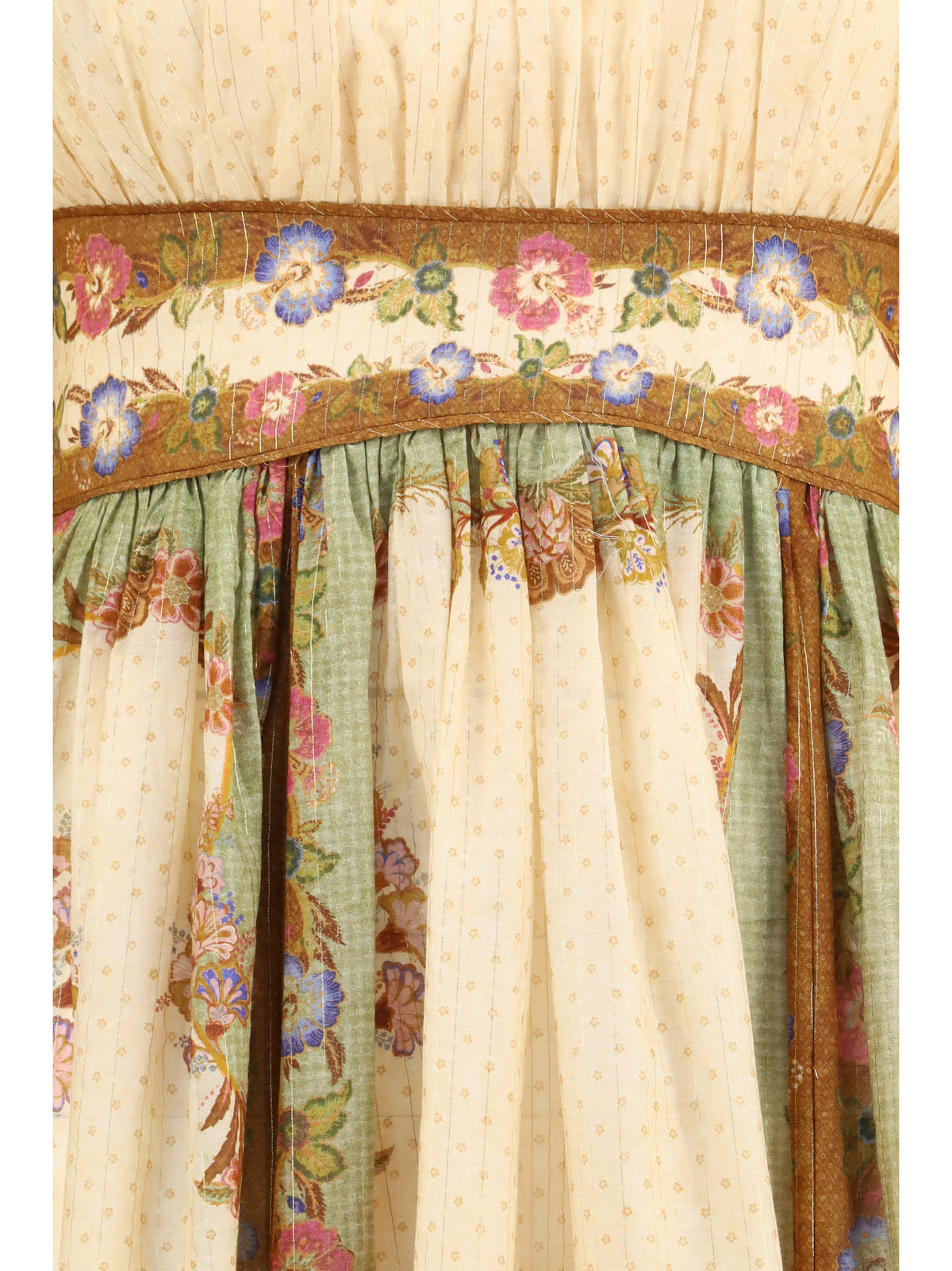 Zimmermann Indra elasticated waist maxi Dress - Cream Khaki Scarf Floral