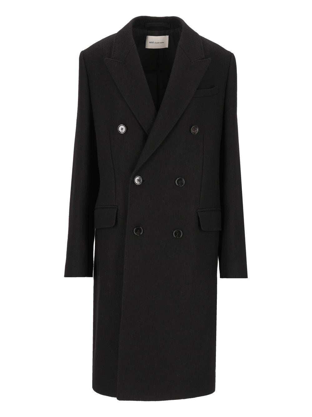 Ami Double-Breasted Virgin Wool Coat - Black
