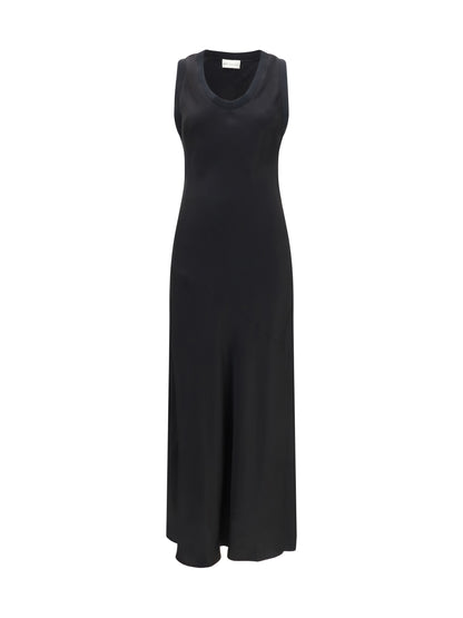 AMI PARIS Sleeveless long fluid satin Dress