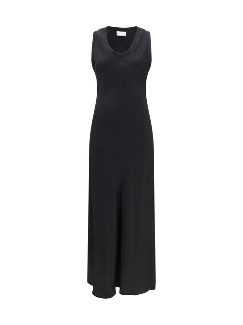 Ami Paris Sleeveless long fluid satin Dress - Noir