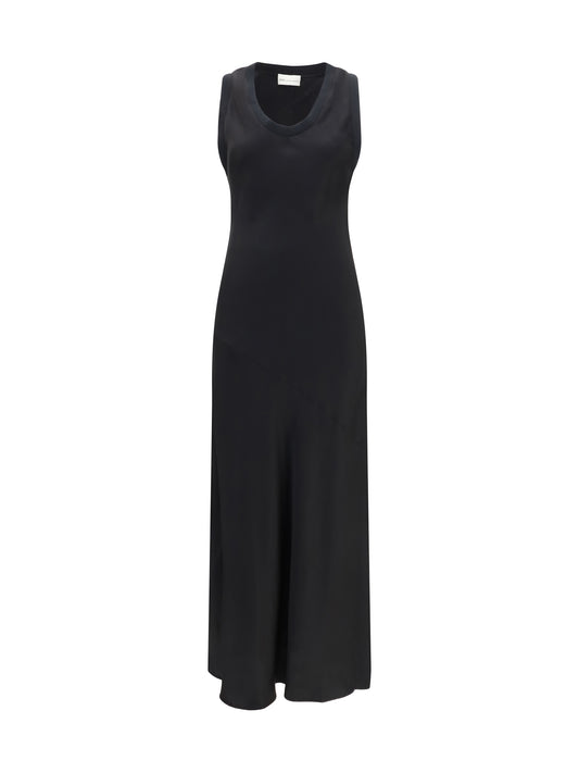 AMI PARIS Sleeveless long fluid satin Dress