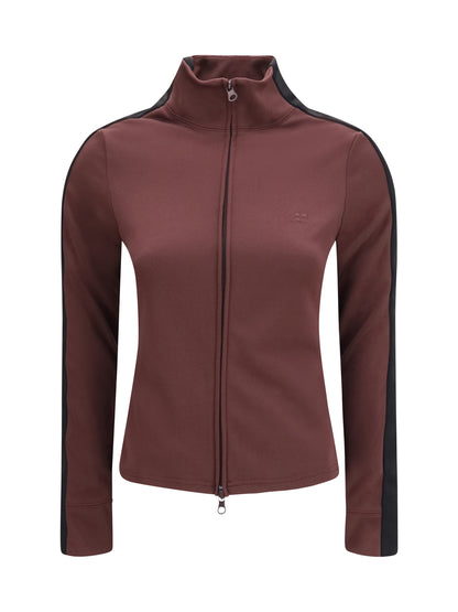 Courrèges Two-tone high neck Sweatshirt - Burnt Red/Black