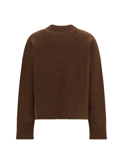Ami Paris Ami De Coeur Sweater - Marron Chocolat/Ecru