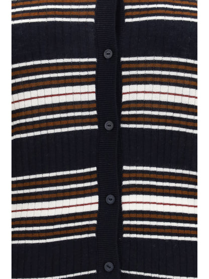 Max Mara Studio Striped silk and wool Cardigan - Blue Multicolor