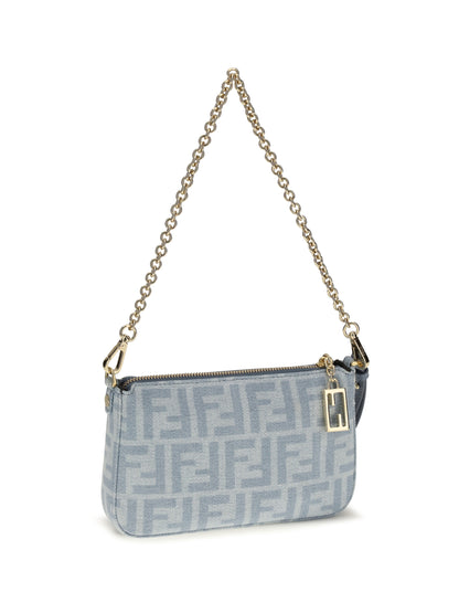 FENDI Denim Baguette Clutch