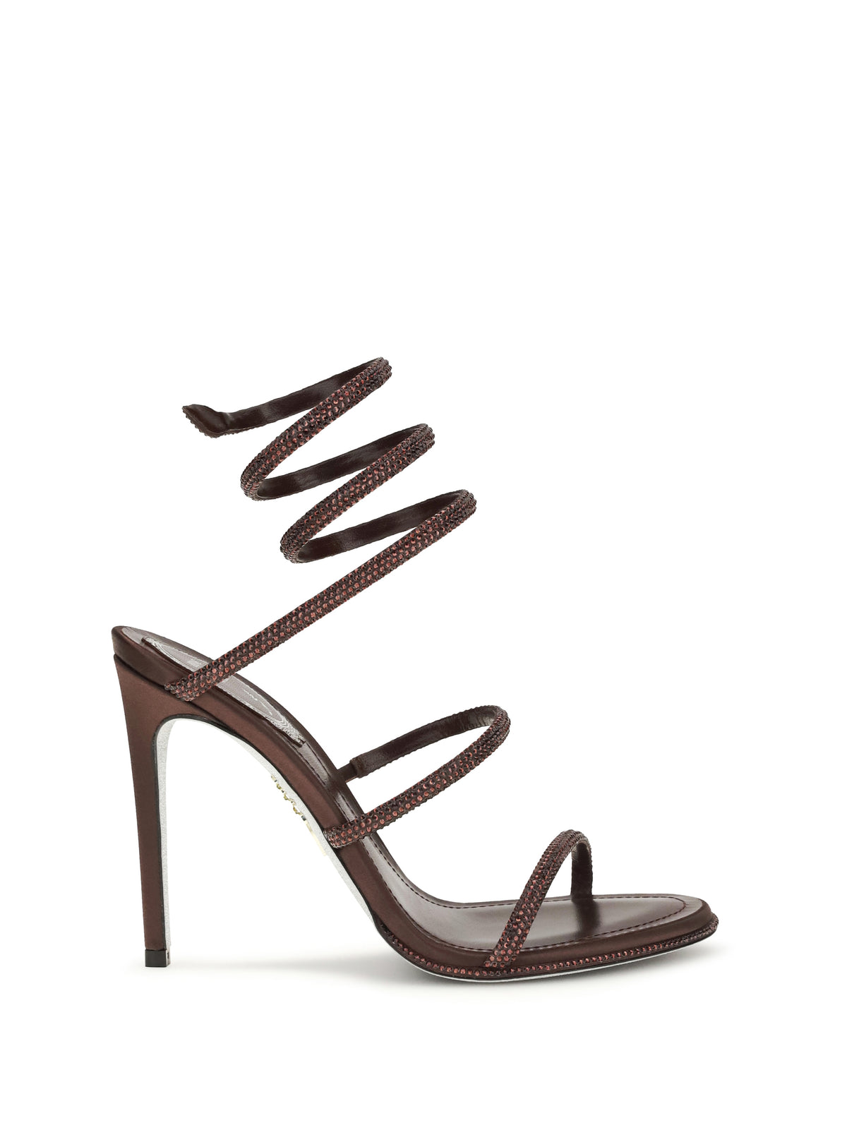 Rene Caovilla Cleo Sandals in satin - Fondant Satin/Burgundy