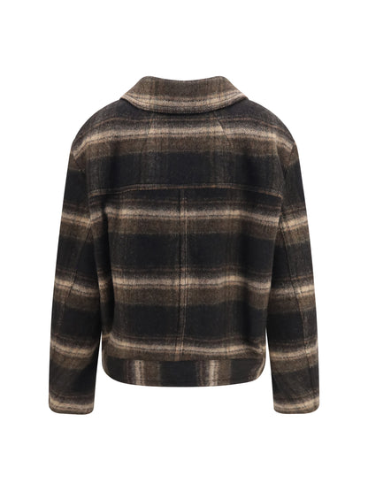 Marant Étoile Galeane wool-blend short Coat - Black/Khaki