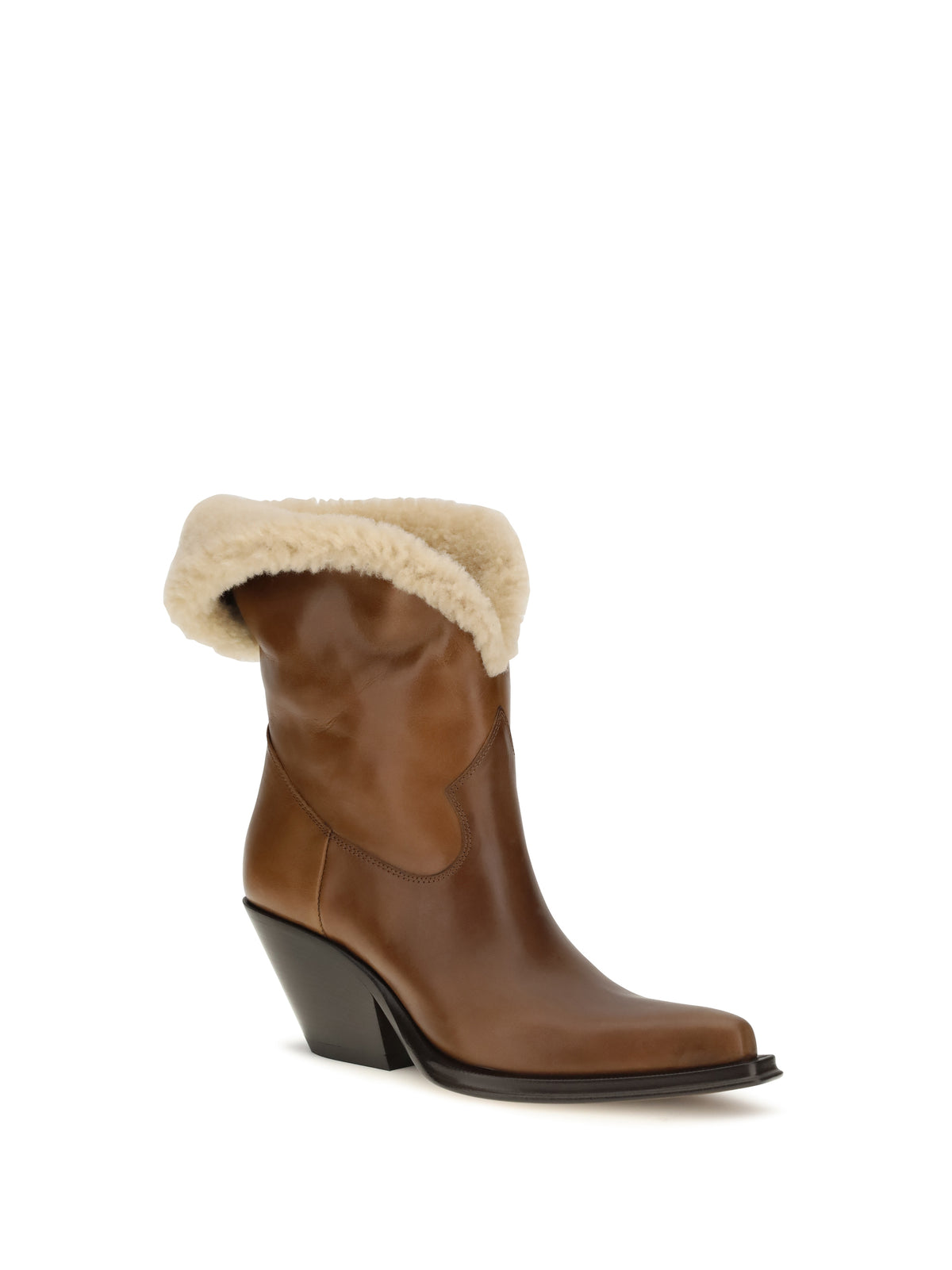Chloé Azelan fur-lined Ankle Boots - Amber Brown