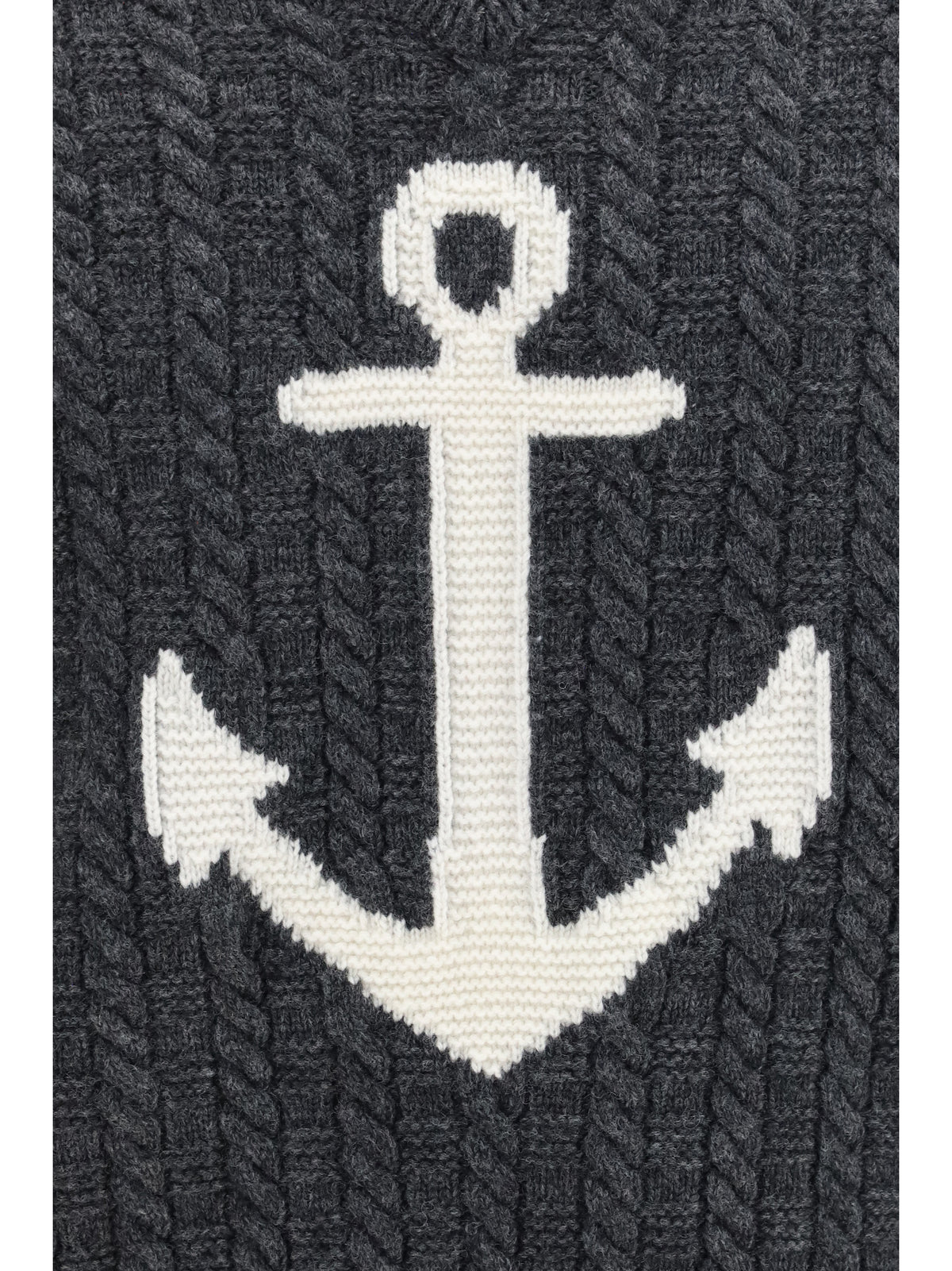 Thom Browne 4-Bar merino wool Sweater with Anchor motif - Dark Grey